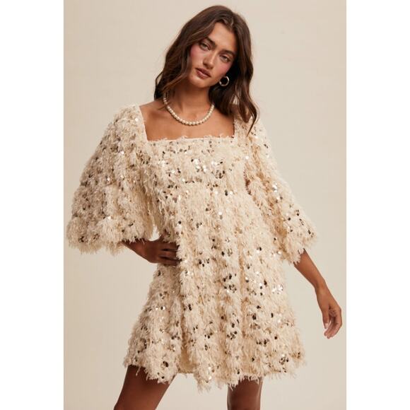 Dresses & Skirts - Sequin Fringe Mini Dress Holiday Dress Party Dress Christmas Night Out